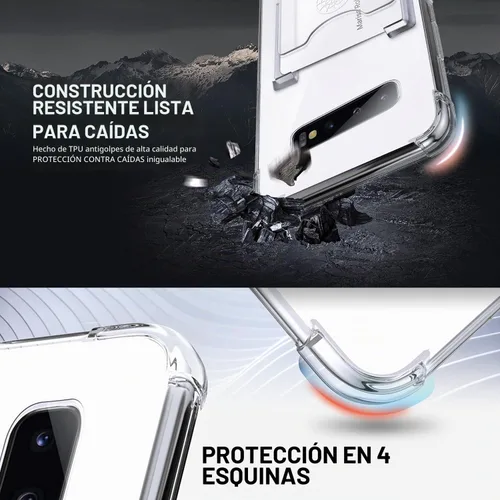 Vista 4 de Shields Up Funda para Samsung Galaxy S10, Galaxy S10, funda minimalista con tarjetero [3 tarjetas] y soporte de anillo, [protección contra caídas]