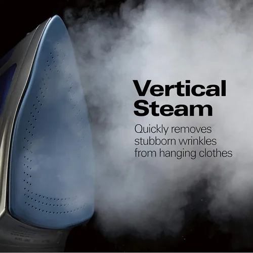 Vista 5 de Hamilton Beach Plancha de vapor y vaporizador vertical para ropa con suela de Durathon resistente a los arañazos, cable retráctil de 8 pies, apagado