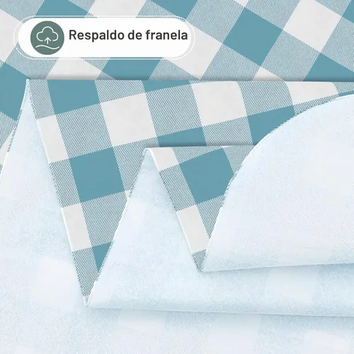 Vista 4 de Misaya - Mantel cuadrado de vinilo impermeable, mantel con respaldo de Aguamarina y blanco