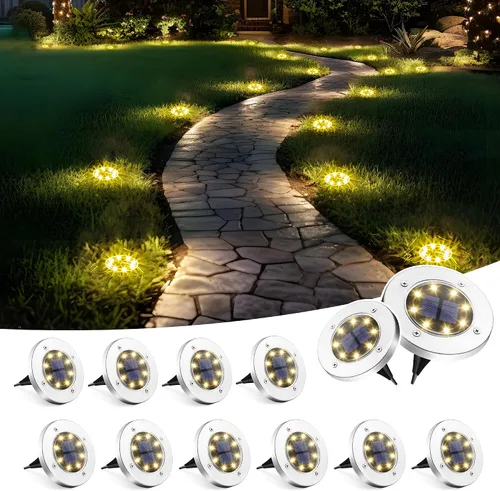Vista 7 de SOLPEX Luces solares impermeables para exteriores, paquete de 8 luces solares para suelo, luces solares de jardín, iluminación de paisaje