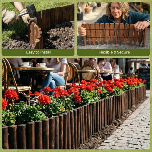 Vista 5 de WORTH Borde de madera para paisajismo, borde flexible para césped de jardín 1-Paquete