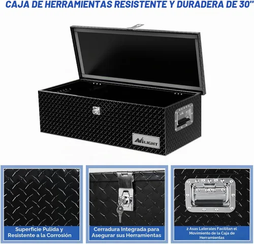 Vista 2 de Nilight - Caja de herramientas para camión de 30 pulgadas, cajas de herramientas resistentes de aluminio con placa de diamante para cama de camión