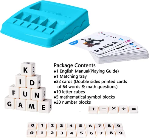 Vista 5 de Juguetes educativos de aprendizaje 2 en 1, juegos de letras y números a juego para niños y niñas, reconocimiento de palabras a la vista, tarjetas