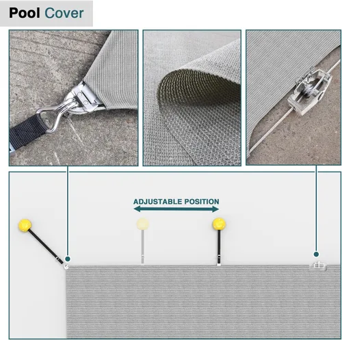 Vista 2 de ECOOPTS Cubierta de piscina de 8 x 8 pies para piscina enterrada, cubierta de seguridad rectangular para piscina de invierno con kit de herramientas