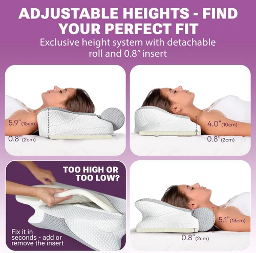 Vista 5 de Almohada Cervical para Dormir, Almohada Dreamers Relief, Almohada para Dormir de Lado para Adultos, Almohada de Espuma Viscoelástica de Altura