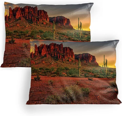 Vista 24 de Lunarable Nature Pillow Sham Set of 2, Sunset in a Winter Park Russia Sun Rays Through Trees Pathway to Forest, Quality Microfiber Bedding Item for