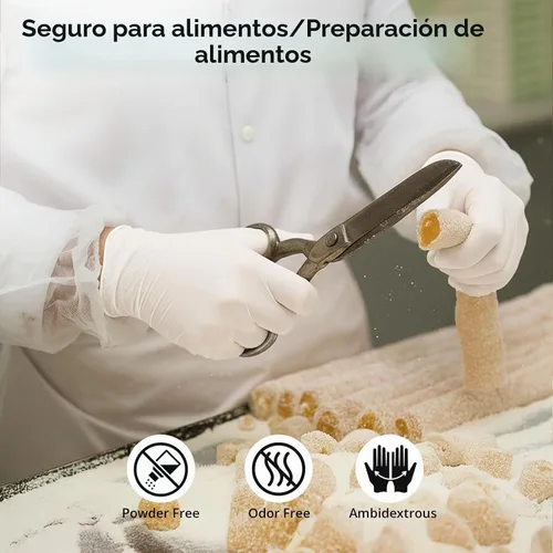 Vista 4 de Guantes de examen desechables de nitrilo SwiftGrip, 3 mil, XS, Caja de 100, guantes de nitrilo blancos desechables libres de látex para uso médico