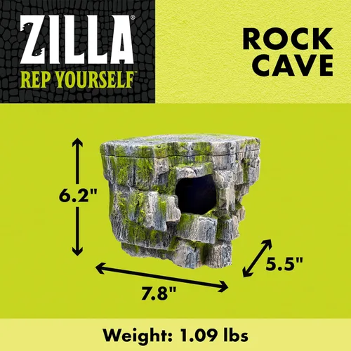 Vista 2 de Zilla cueva de roca de decoración vertical 8.75 x 5.875 x 7.25 pulgadas, gris Decoración de terrario con ventosas para un montaje seguro