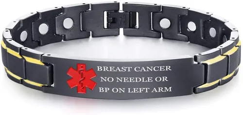Vista 54 de XUANPAI Pulseras de alerta médica para hombres y mujeres con grabado gratuito ajustable de acero inoxidable para emergencias médicas