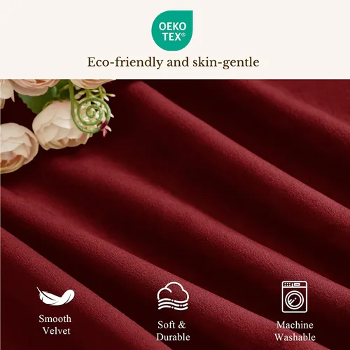 Vista 8 de StangH - Cortinas de terciopelo supersuaves para dormitorio (2 paneles, diseño de bolsillo para barra), Rojo