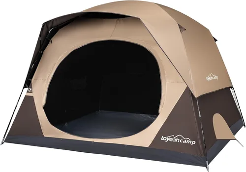 Vista 12 de LOYEAHCAMP Tienda de Campaña Blackout para 4 Personas, Montaje Fácil Tienda Domo Familiar Impermeable para Acampar con Sobretecho, Tienda Familiar