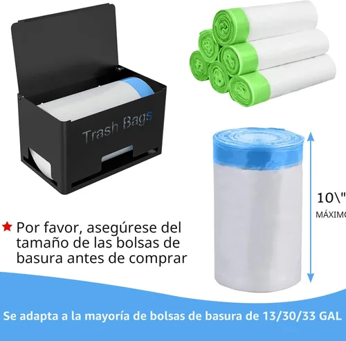 Vista 5 de STWWO Dispensador Grande para Bolsas de Basura, Dispensador de Bolsas de Basura de Metal con Soporte para Rollos, Organizador de Almacenamiento