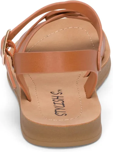 Vista 5 de STYLISH S KALI-K Sandalias cómodas de suela acolchada con tiras y puntera abierta para niñas pequeñas