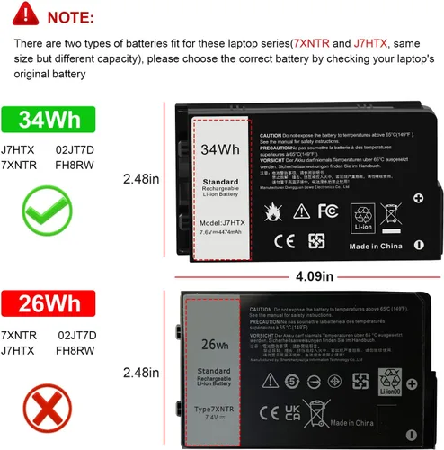 Vista 2 de 34Wh J7HTX - Batería de repuesto para laptop Dell Latitude 7202 7212 7220 Rugged Extreme Tablet T03H T03H002 T03H T03H003 Series 02JT7D 2JT7D J82G5