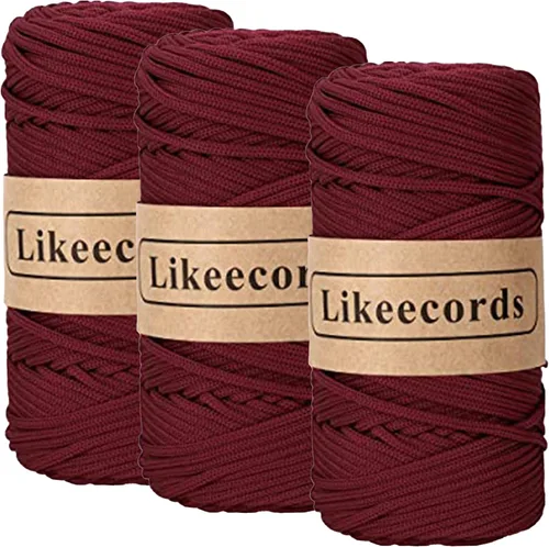 Vista 55 de Likeecords Cordón de macramé trenzado de poliéster de 0.157 in, 140 yardas, 426 pies, hilo elástico para bolsa de ganchillo para manualidades