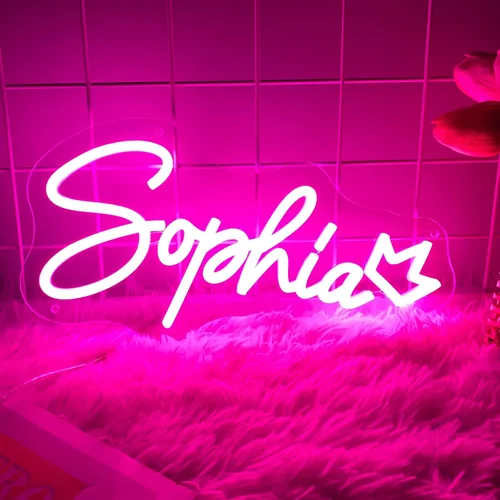 Vista 9 de Letrero de neón personalizado, letrero de neón LED personalizable para decoración de pared de dormitorio, letrero de nombre de neón regulable