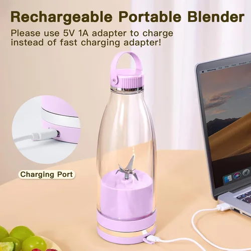 Vista 4 de Licuadora de batido de tamaño personal Exprimidor de 17 oz de gran capacidad USB-C recargable (verde oscuro)