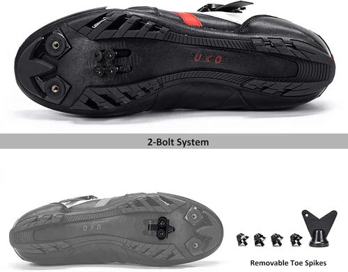 Vista 5 de Bucklos zapatos de ciclismo de montaña con tacos de los hombres MTB zapatos de ciclismo SPD compatibles Spin zapatillas de deporte de bicicleta