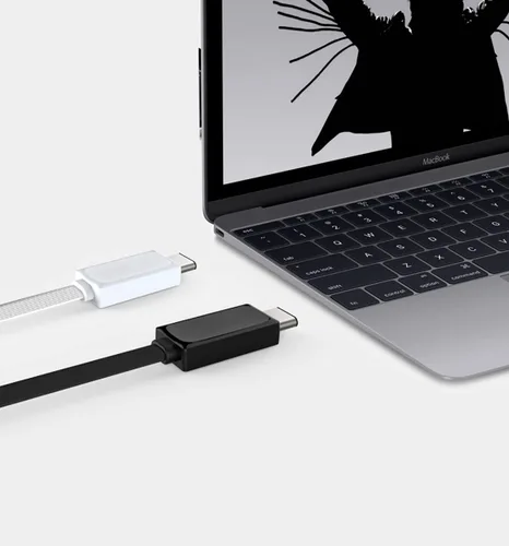 Vista 2 de VOLT+ Cable plano USB-C de alimentación rápida compatible con Streaming Sticks, Rii, Nintendo Switch, SNES, NES Classic con velocidades Gigabyte USB