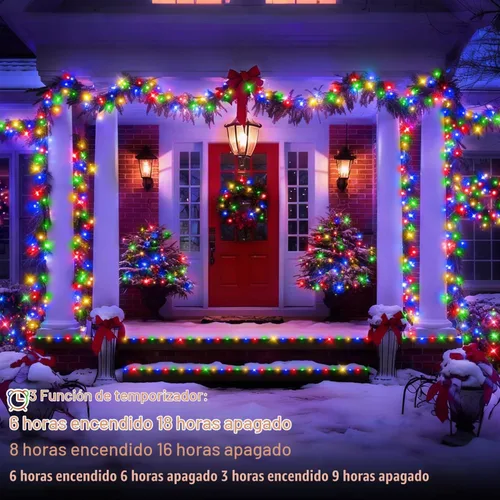 Vista 4 de Luces de Hadas LED de 132 Pies con 400 LED Enchufables, Luces de Navidad para Exteriores Impermeables, Luces Centelleantes con Temporizador, 8 Modos