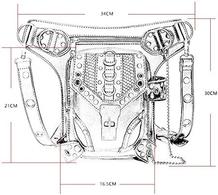 Vista 9 de Halloween Steampunk Retro Motocicleta Señora Bolsa Rock Gótico Hombro Riñonera Bolsas (K)