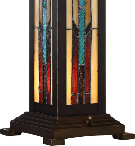 Vista 5 de Robert Louis Tiffany Ranier Mission - Lámpara de mesa estilo Tiffany de 3 vías con atenuador de mesa y luz nocturna de 25 pulgadas, pantalla