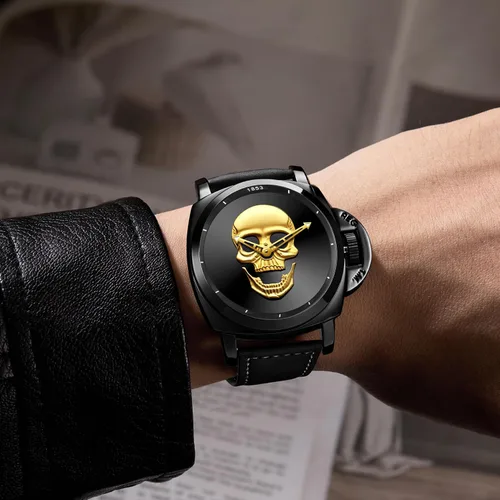 Vista 5 de senstone Reloj de cuarzo de moda, correa de cuero, resistente al agua, reloj de pulsera unisex