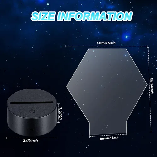 Vista 2 de Riakrum Base de luz LED de 12 piezas con hoja de acrílico transparente 3D lámpara LED de noche base de visualización de 16 colores y 4 modos