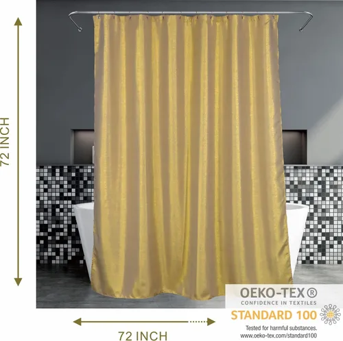 Vista 5 de Cortinas de ducha doradas para baño: cortina decorativa de ducha de tela brillante con purpurina - cortina de baño lujosa, elegante, elegante