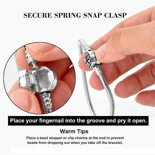 Vista 6 de Long Way Pulsera de plata de ley 925 con cadena de serpiente para adolescentes y mujeres
