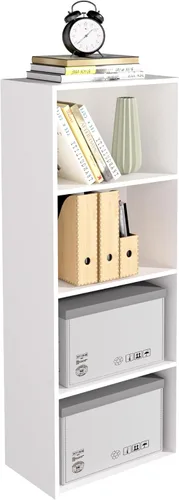 Vista 13 de Organizador de Almacenamiento de Madera de 3 Cubos, Estantería Baja de 3 Niveles Organizador de Exhibición de Almacenamiento Independiente, Estante