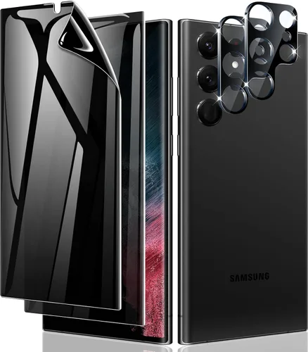 Vista 14 de LYWHL Paquete de 2 + 2 protectores de pantalla de privacidad para Samsung Galaxy S21 Ultra [compatible con identificación de huellas dactilares]