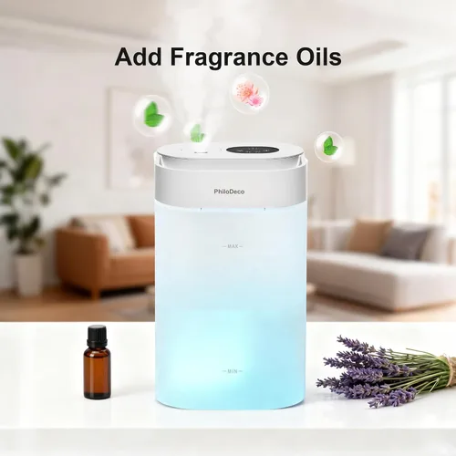 Vista 3 de PHILODECO Humidificador de niebla fría de 4.5L para dormitorio, habitación del bebé y plantas – Ultrasónico, silencioso, con difusor de aroma, luz