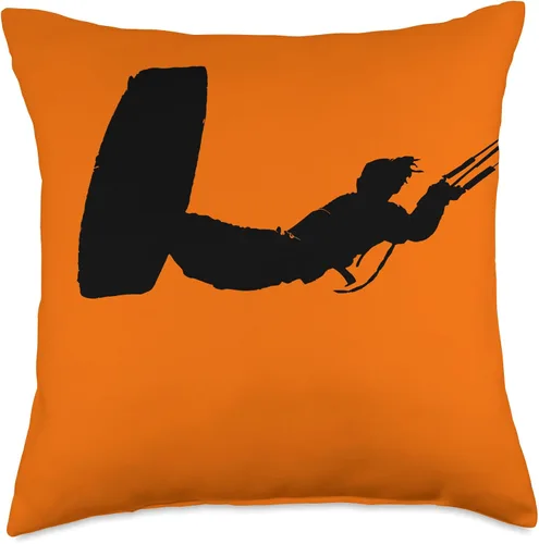 Vista 4 de Kitesurf Gifts and Surf Lover Tees by taiche Kiter Action - Almohada de kitesurfer estilo libre, color negro, 16 x 16 pulgadas, multicolor