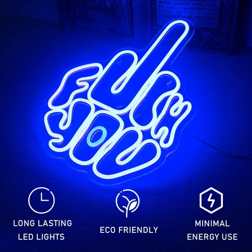 Vista 5 de Letreros de neón de gestos de letras para pared, luces LED de neón azules, luz de pared de neón USB, letrero de luz de barra de neón