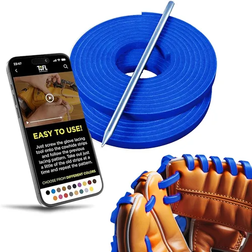 Vista 14 de TOFL Kit de encaje para guantes de sóftbol y béisbol Kit de reparación de cordones de guante de encaje 2 cordones de cuero con aguja de cordones