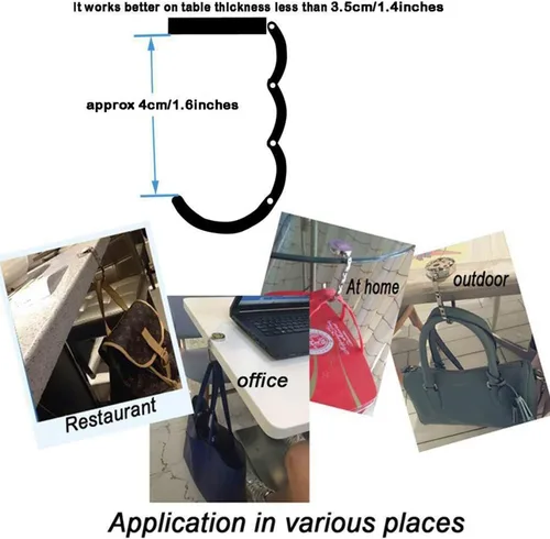 Vista 5 de KSMD Ganchos para bolsos con diseño de gato para mesa y bares, organizadores portátiles para colgar bolsos, soporte para bolsillo, bolsa
