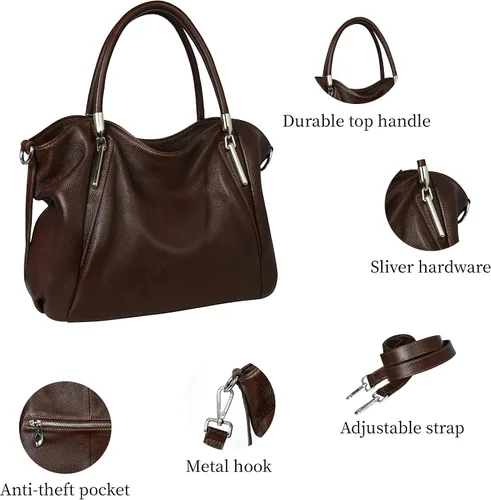 Vista 6 de HESHE Bolsos de cuero para mujer, bolsos de diseñador Hobo, bandolera, bolso de hombro, bolso de mano de trabajo
