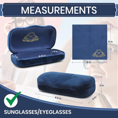 Vista 3 de Estuche rígido para gafas Funda protectora de terciopelo para gafas Estuche para gafas de sol con paño de limpieza