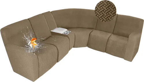 Vista 71 de ALIECOM Fundas 100% impermeables para sofá seccional reclinable, forma de L, elásticas, para esquina, funda para sofá seccional reclinable, lavable