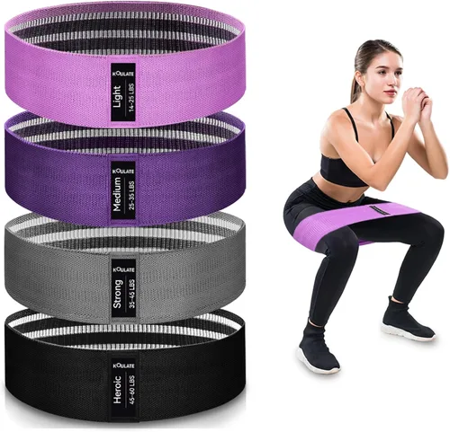 Vista 9 de Bandas de ejercicio, bandas de resistencia de tela de 3 niveles para entrenamiento, bandas de entrenamiento de resistencia para mujeres y hombres