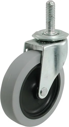 Vista 4 de Shepherd Hardware 3264 Rueda giratoria TPR de vástago roscado de 2 pulgadas con freno, capacidad de carga de 80 libras, gris