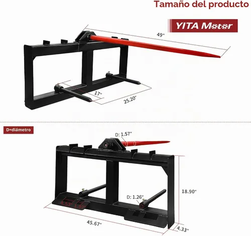 Vista 7 de YITAMOTOR Accesorio de lanza de heno de 49 pulgadas, fijación rápida
