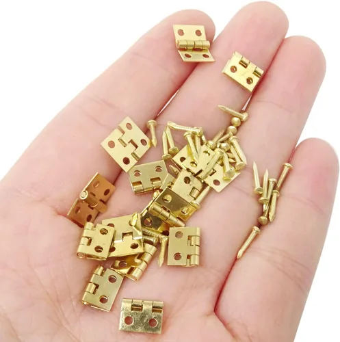 Vista 3 de Honbay Bisagras de casa de muñecas en miniatura, joyero, accesorios de hardware pequeño con 200 tornillos (dorado)