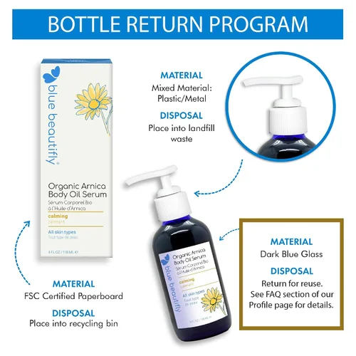 Vista 5 de Blue Beautifly Suero de aceite corporal de árnica orgánico certificado por USDA, alivia el dolor muscular y los dolores articulares, con propiedades