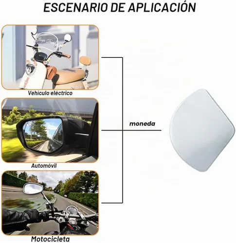 Vista 6 de 2 piezas Espejo retrovisor automotriz, espejo para punto ciego, espejos ajustables HD sectoriales, espejos convexos de gran ángulo sin marco