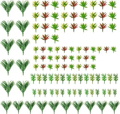 Vista 2 de 110pcs Modelo Plantas Miniatura Juguete Árboles Tren Paisaje Hada Jardín Árboles Diorama Árboles Modelo Paisaje Ferrocarril Parque Jardín Escena