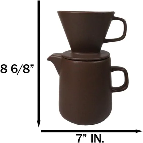 Vista 7 de Ebros Gift Colorido acabado mate de porcelana portátil artesanal artesanal estilo barista cafetera jarra con filtro verter sobre gotero juego