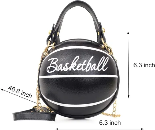 Vista 2 de Fozehlad Bolso de hombro en forma de baloncesto para mujer, lindo mini bolso cruzado para niñas, bolso de mensajero de cuero PU redondo monedero