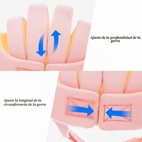 Vista 4 de Casco de bebé ajustable para gatear, protector de cabeza de bebé Rosa